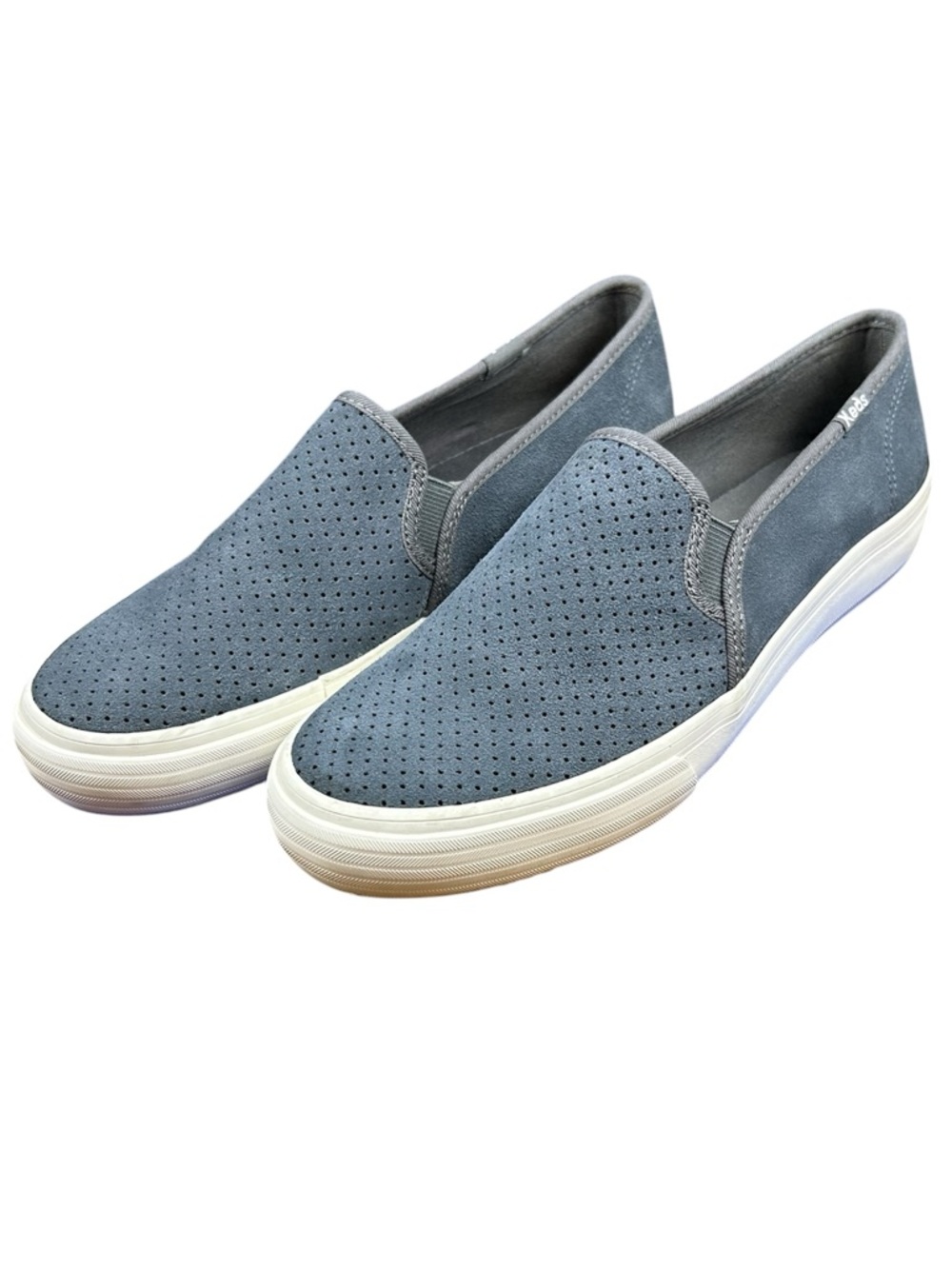 Keds Double Decker Slip-On Sneakers Gray Suede Ortholite - Size 8